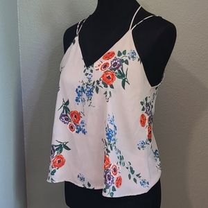 Wet Seal Strappy Floral Flowy Tank Top Rose Blush Pink